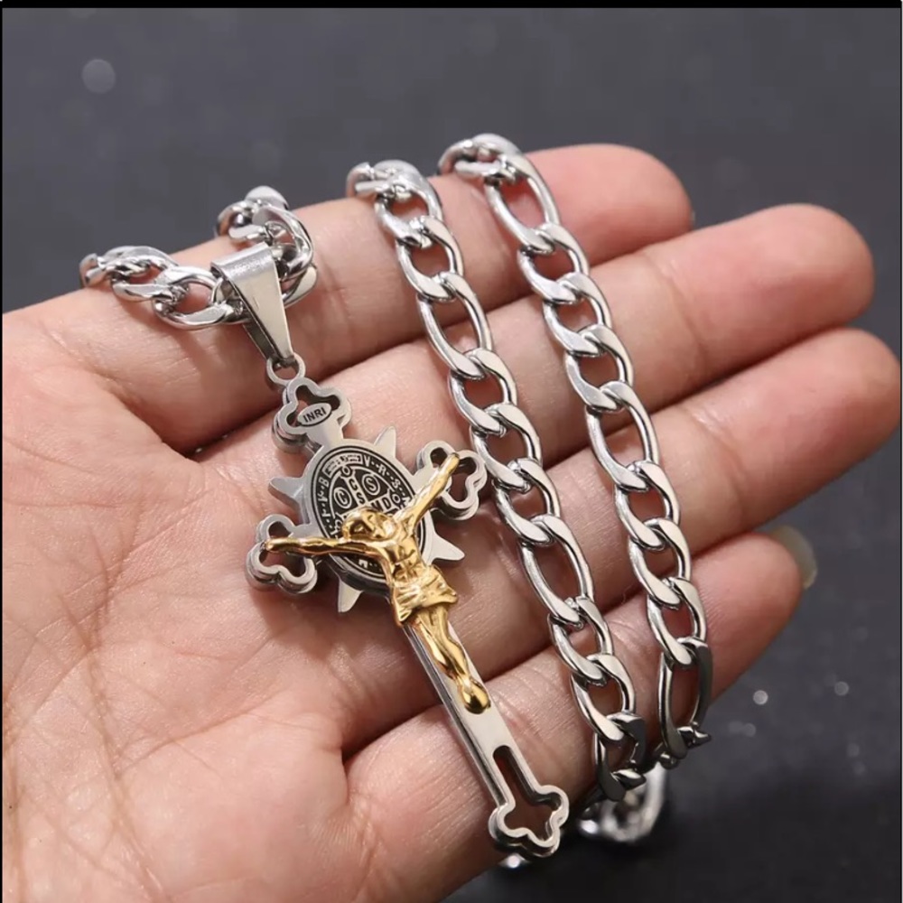 Stainless Steel Jesus on the cross Necklace